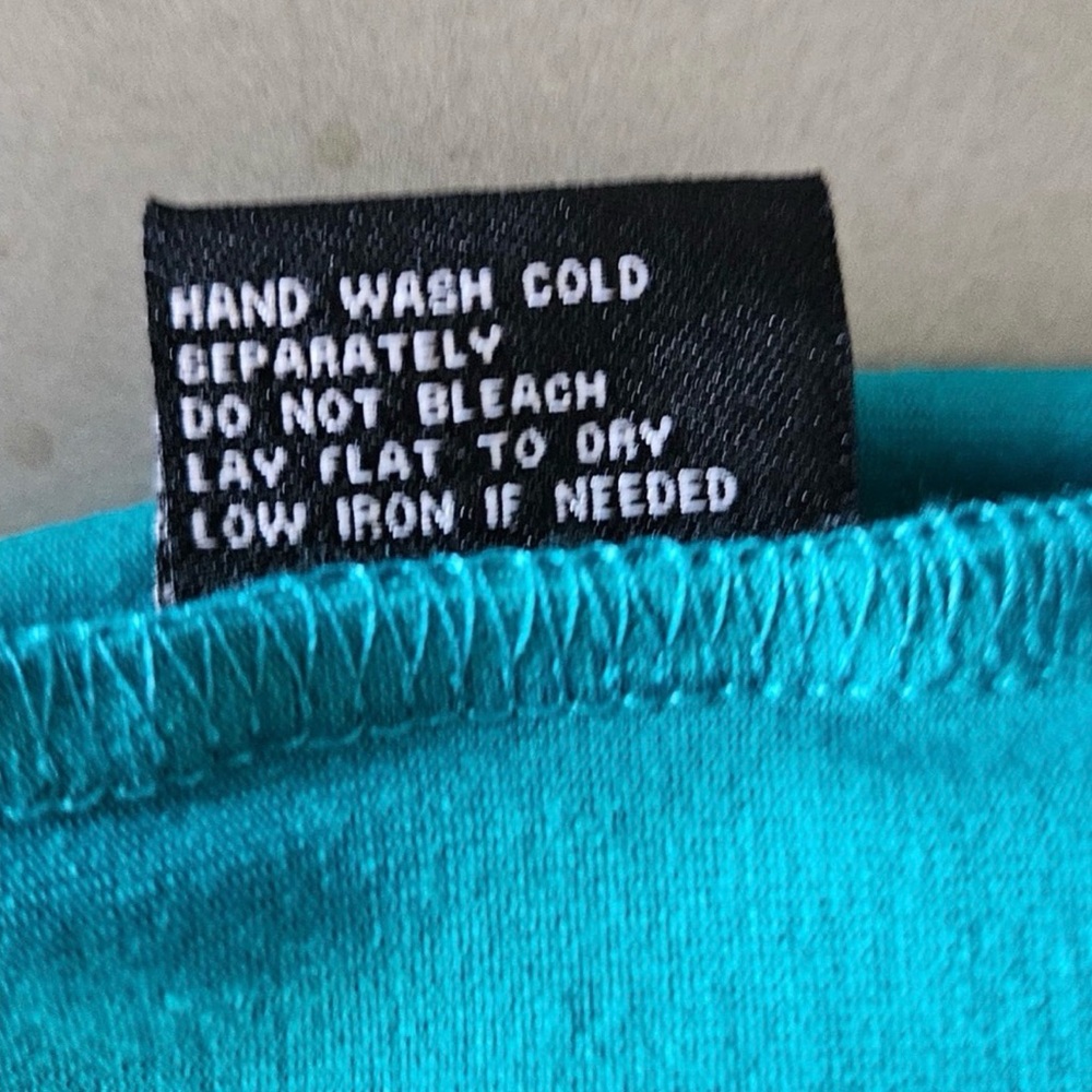 NENE by NeNe Leakes Teal Asymmetrical Cold Shoulder Poncho Tunic Top Size M - Picture 6 of 6